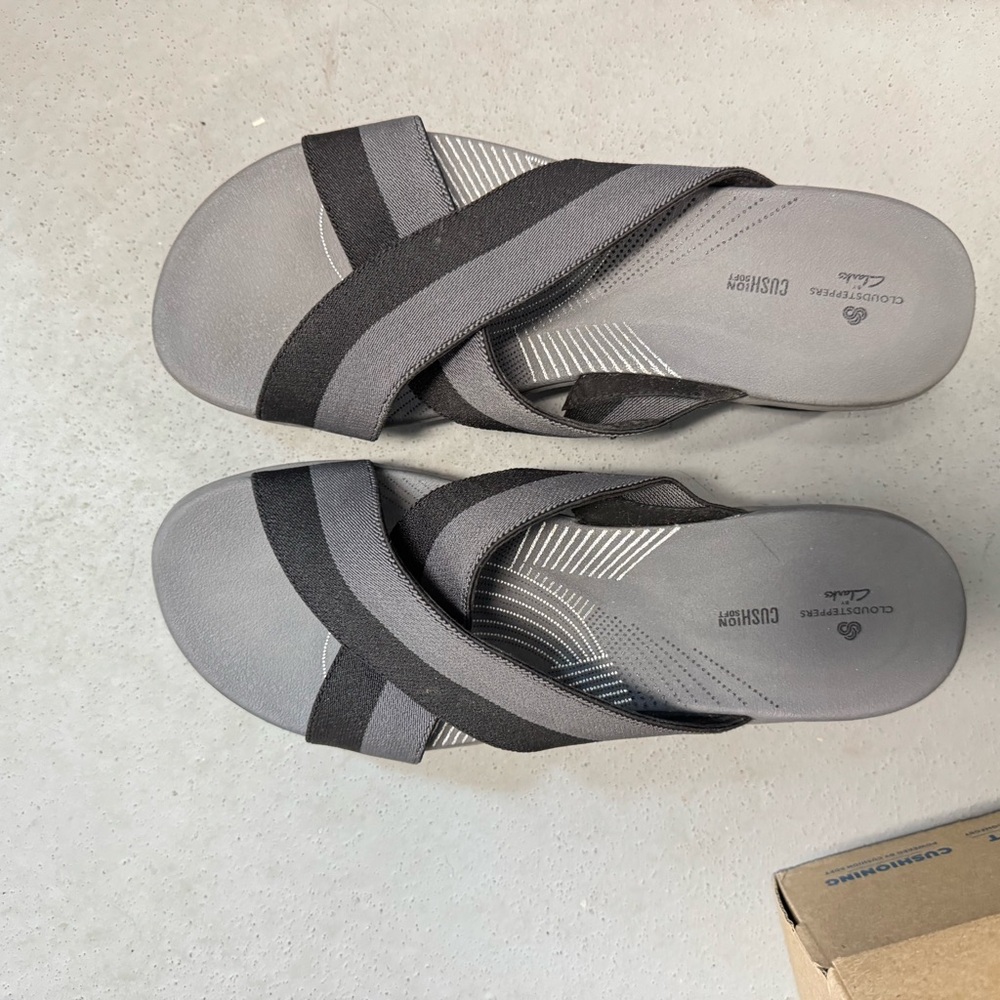 Cloudsteppers by Clarks Gray and Black Slides